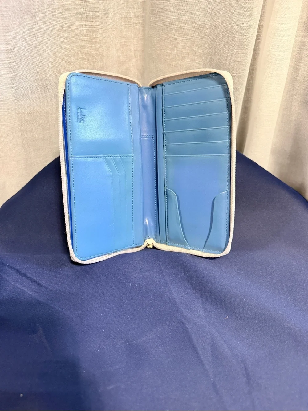 Lodis Cream Zip-Around Leather Wallet